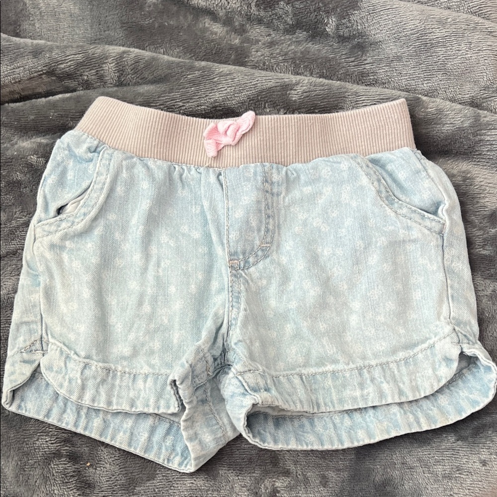 🍭6/$30 Cherokee Gurl’s Light Blue Chambray Patterned Elastic Waist Shorts - 3T